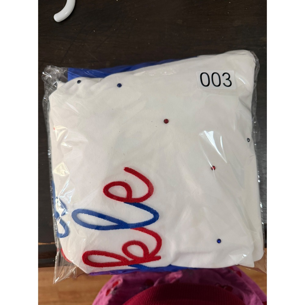 Peach Love California Born to Sparkle Dress Large White Blue Patriotic Sparkle - Picture 7 of 7